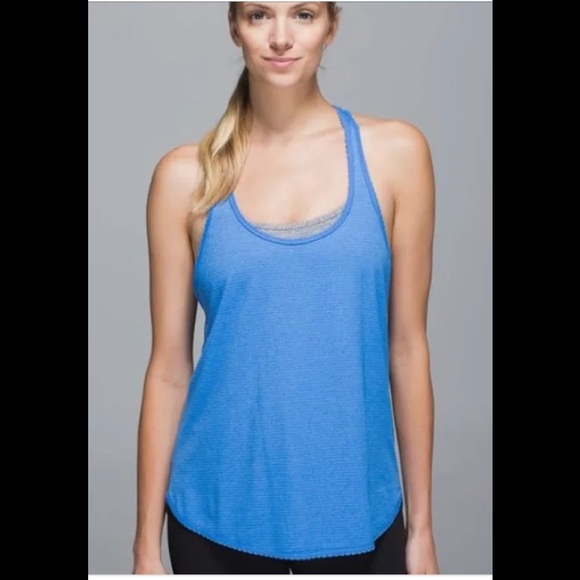 SZ 12 LULULEMON SINGLET TOP NWT SHEER LIGHTWEIGHT ATHLEISURE BLUE - Picture 2 of 7
